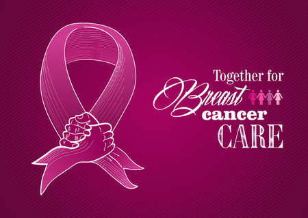 Global collaboration breast cancer awareness concept illustrationのイラスト素材