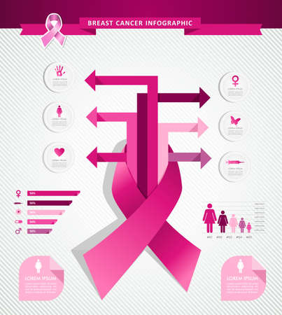 Breast cancer awareness concept arrows Infographics template designのイラスト素材