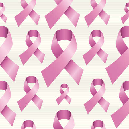 Breast cancer awareness pink ribbons seamless pattern backgroundのイラスト素材