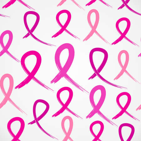 Breast cancer awareness pink ribbons seamless pattern backgroundのイラスト素材