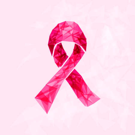 Breast cancer awareness ribbon symbol made with transparent triangles over pink backgroundのイラスト素材