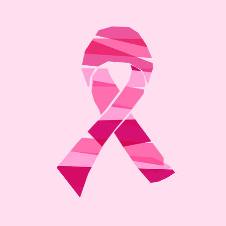 Breast cancer awareness ribbon symbol made with transparent laces background illustrationのイラスト素材