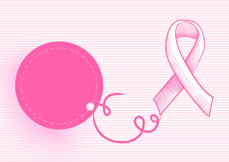Breast cancer awareness ribbon symbol vintage badge elements compositionのイラスト素材