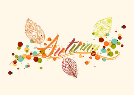 Abstract autumn composition. Leaf with colorful transparent bubbles inside illustratioのイラスト素材