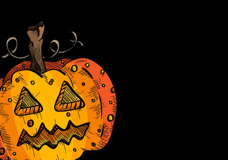 Happy Halloween old pumpkin face lantern holiday icon illustrationのイラスト素材