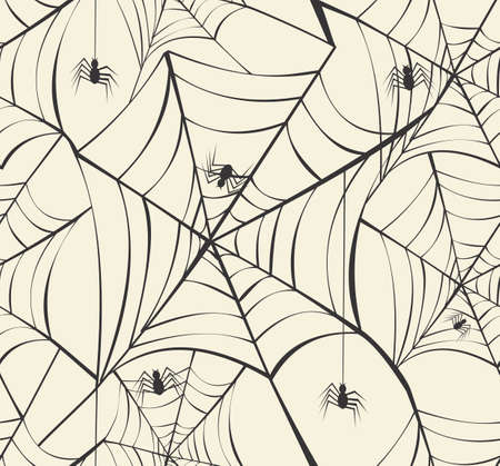 Happy Halloween spider webs seamless pattern backgroundのイラスト素材