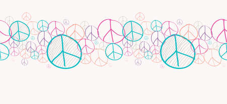 Sketch style peace symbols seamless pattern backgroundのイラスト素材