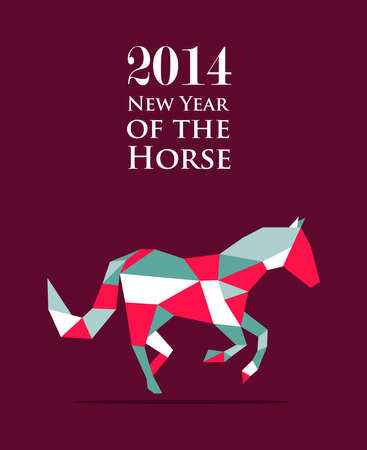 2014 Chinese New Year of the Horse triangle composition. Vector file organized in layers for easy editing.のイラスト素材