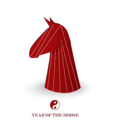 Abstract red chess figure illustration: 2014 Chinese New Year of the Horse background. Vector file organized in layers for easy editing.のイラスト素材