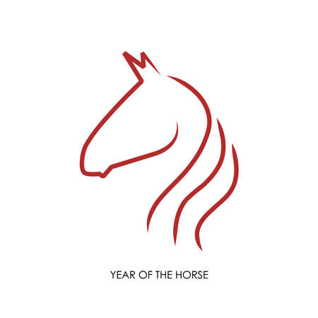 Abstract red silhouette illustration: 2014 Chinese New Year of the Horse composition. Vector file organized in layers for easy editing.のイラスト素材