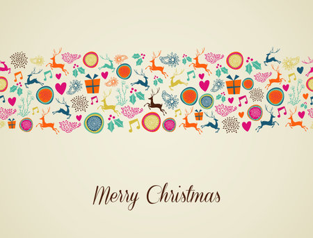 Multicolor Christmas decorations elements seamless pattern background. のイラスト素材