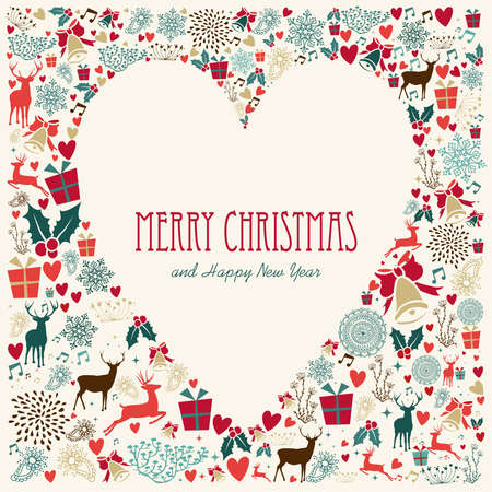 Vintage Christmas Heart love elements background. EPS10 vector file organized in layers for easy editing.のイラスト素材