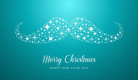 Merry Christmas and Happy New Year 2014 card with hipster mustache stars composition. EPS10 vector file organized in layers for easy editing.のイラスト素材