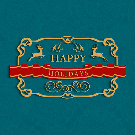 Merry Christmas vintage label with seamless pattern background. EPS10 vector file organized in layers for easy editing.のイラスト素材