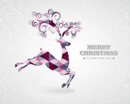 Merry Christmas and Happy New Year colorful abstract reindeer with geometric illustration. EPS10 vector file organized in layers for easy editing.のイラスト素材