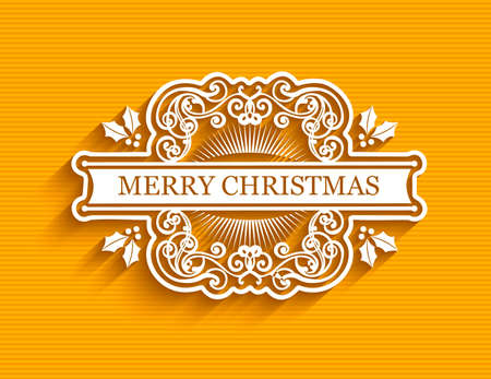 Merry Christmas retro text label background. EPS10 vector file organized in layers for easy editing.のイラスト素材
