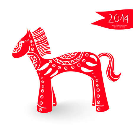 2014 Chinese New Year of the Horse fresh cartoon isolated illustration. のイラスト素材