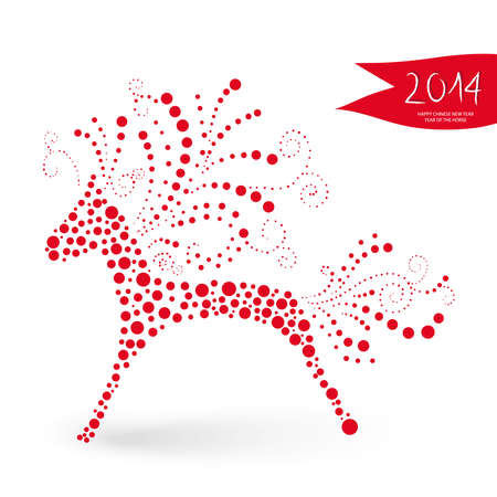 2014 Chinese New Year of the Horse red dots shape isolated illustration.のイラスト素材