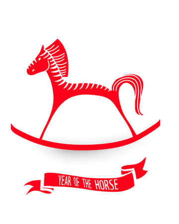 2014 Chinese New Year of the Horse red cute silhouette isolated illustration.のイラスト素材