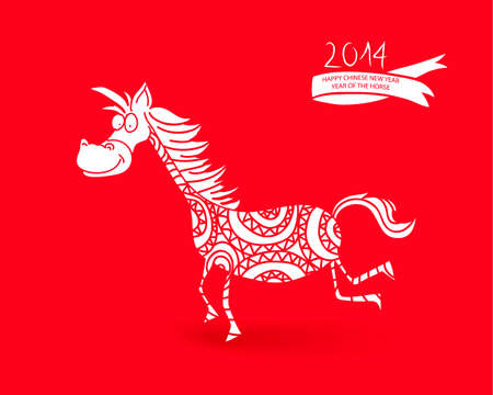 2014 Chinese New Year of the Horse fresh cartoon illustration. のイラスト素材