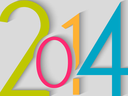 Happy new year 2014 season greeting card design. EPS10 vector file with transparency layers.のイラスト素材