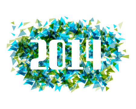 New year 2014 celebration colorful abstract triangle greeting card illustration.のイラスト素材