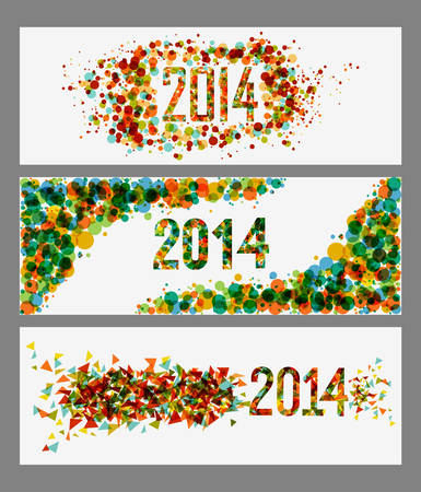 Happy new year 2014 holidays contemporary colors banner design background. のイラスト素材