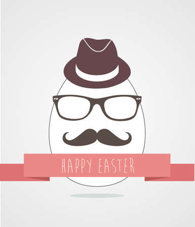 Happy hipster egg greeting card background. のイラスト素材