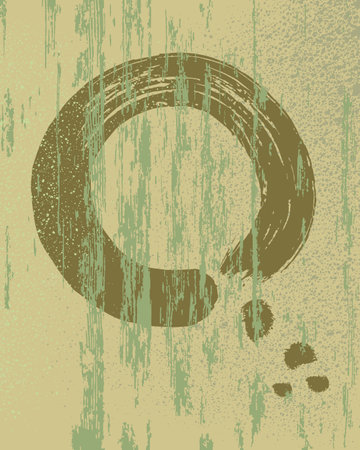 Zen circle shape on grunge texture illustration . のイラスト素材