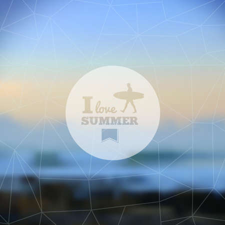 Retro hipster Summer design with blurry effect background  vector file with transparency layers のイラスト素材