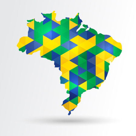 Colorful abstract Brazil map. EPS10 vector with transparency organized in layers for easy editing.のイラスト素材