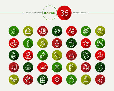 Christmas colorful flat icons set for web and mobile app.のイラスト素材