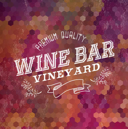 Wine bar vintage label illustration design for cover menu or list. EPS10 transparent vector file organized in layers for easy editing.のイラスト素材