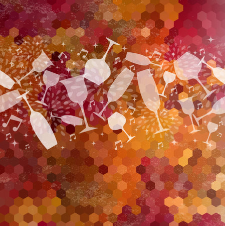 Wine bar glasses vintage seamless pattern background. EPS10 transparent vector file organized in layers for easy editing.のイラスト素材