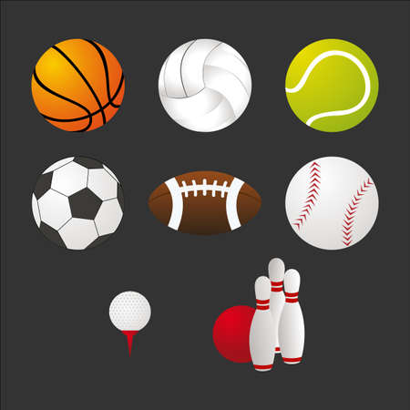 Sports balls and equipment icons set. Elements for web and apps design. EPS10 vector file organized in layers for easy editing.のイラスト素材