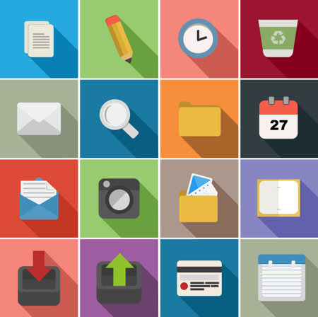 Office set of flat icons design illustration.のイラスト素材