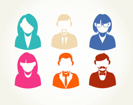 Social network business people users icons set illustration. EPS10 vector file with transparency...