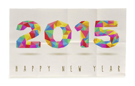 Happy new year 2015 trendy vintage folded poster design background. Editable EPS10 vector organized...
