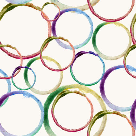 Hand drawn colorful watercolor circles stain art seamless pattern background. Ideal for fabric, wrapping paper and cover. vector file organized in layers for easy editing.のイラスト素材