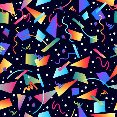 Retro vintage 80s memphis fashion style seamless pattern illustration background. Ideal for fabric design, paper print and website backdrop. EPS10 vector file.のイラスト素材