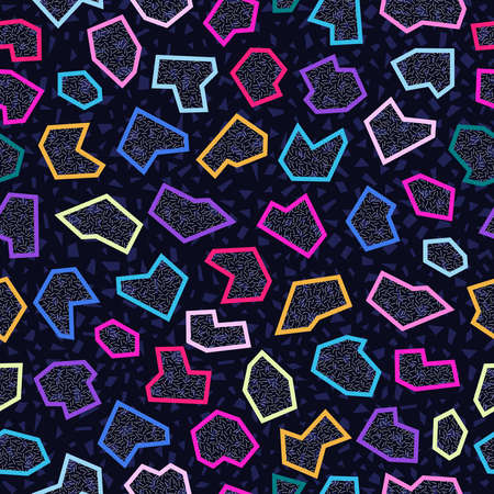 Retro vintage 80s memphis fashion style seamless pattern illustration background. Ideal for fabric design, paper print and website backdrop.  vector file.のイラスト素材