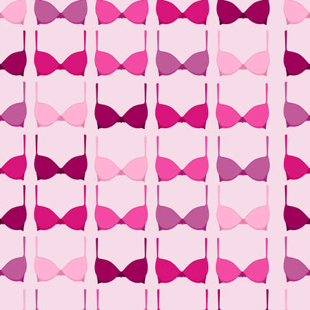 Seamless pattern with pink bra elements in support of breast cancer awareness campaign. EPS10 vector file.のイラスト素材