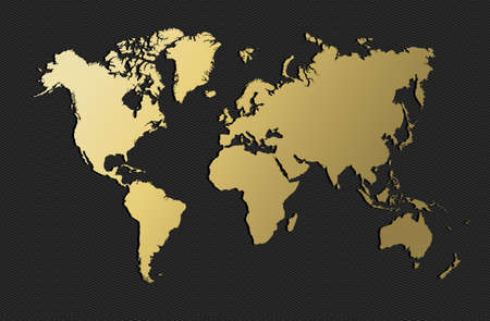 Empty world map silhouette in gold color, concept illustration. EPS10 vector.のイラスト素材