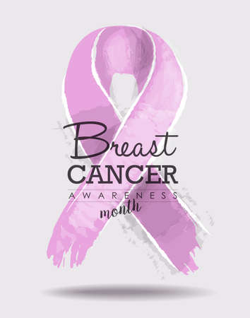 Breast cancer awareness month illustration of pink ribbon with hand drawn brush strokes. EPS10 vector.のイラスト素材
