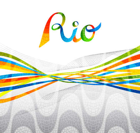 Rio de janeiro colorful design with copacabana beach sidewalk mosaic and abstract artのイラスト素材