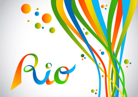 Colorful rio de janeiro design with text and abstract shapesのイラスト素材