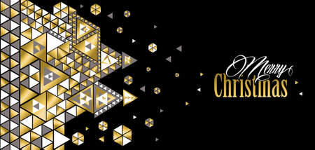 Merry Christmas modern illustration with geometric shape elements, tribal art style banner or header design. vector.のイラスト素材