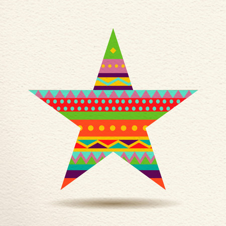 Star decoration in fun happy colors with abstract geometric shapes, concept design. EPS10 vector.のイラスト素材