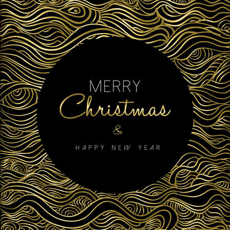 Merry Christmas and Happy New year greeting card design on luxury abstract gold background.のイラスト素材