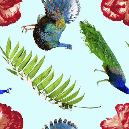 Tropical seamless pattern print with exotic summer nature decoration. Includes hibiscus flowers,...